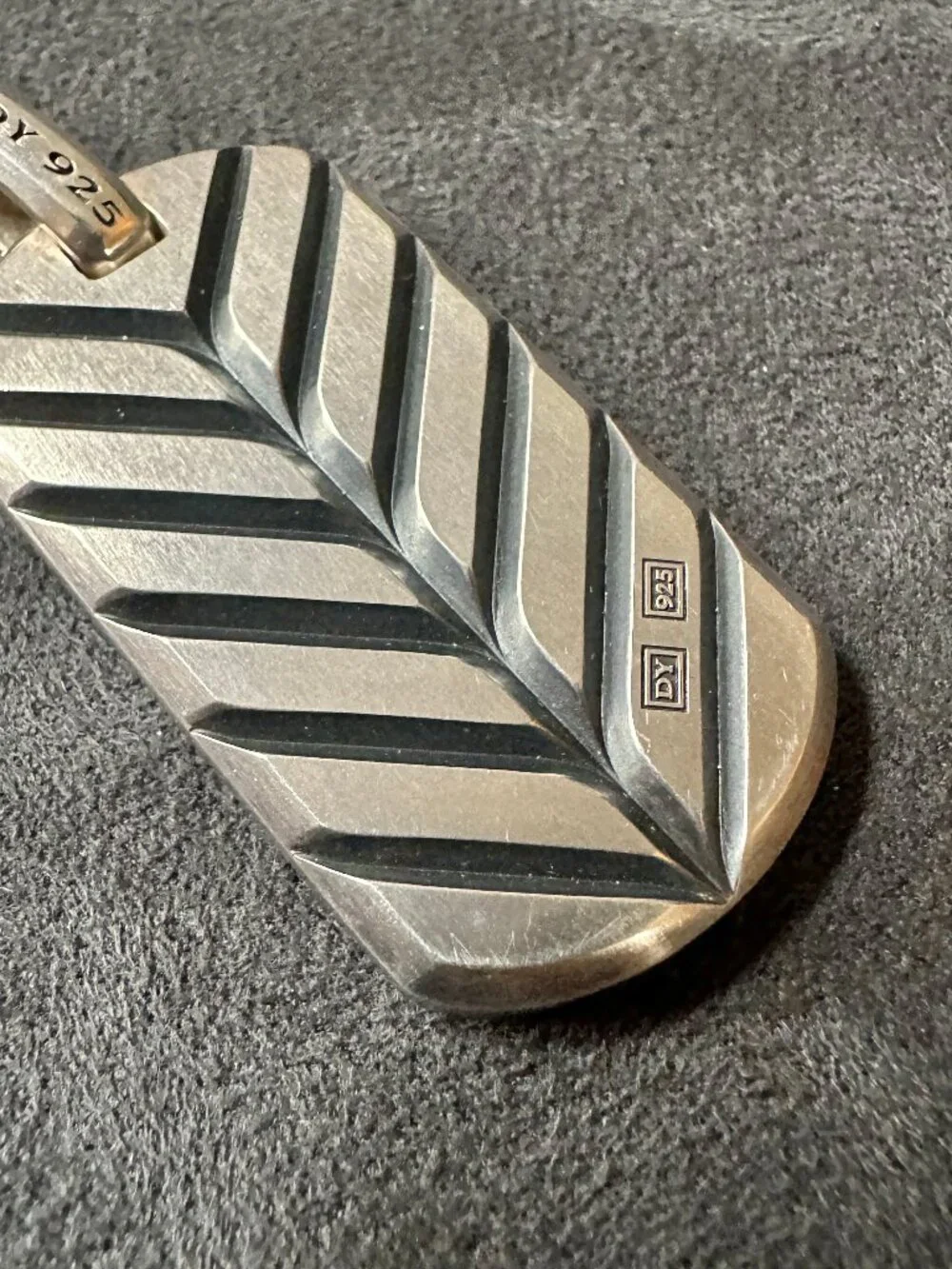David Yurman Chevron Dog Tag Pendant w/ Tiger's Eye - 42mm